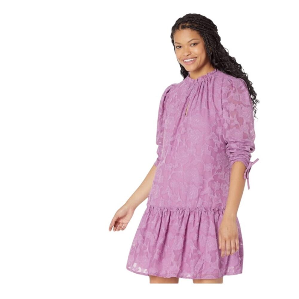 Little Mistress Women's Morgan Purple Drop Waist Long Sleeve Mini Dress Size 14